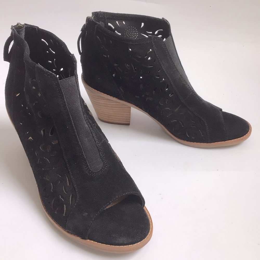 9 SOFFT WOMENS OPEN TOE HEELS SHOES SUEDE LEATHER ankle boots booties